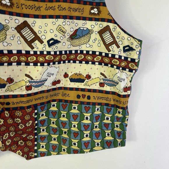 Vintage 90s Handmade Chicken Farm Patchwork Vest Country - Picture 2 of 7